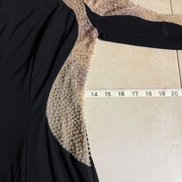 XSCAPE Black Long Sleeve Evening Gown with Illusion Beaded Mesh โ Size 8 - Picture 11 of 12